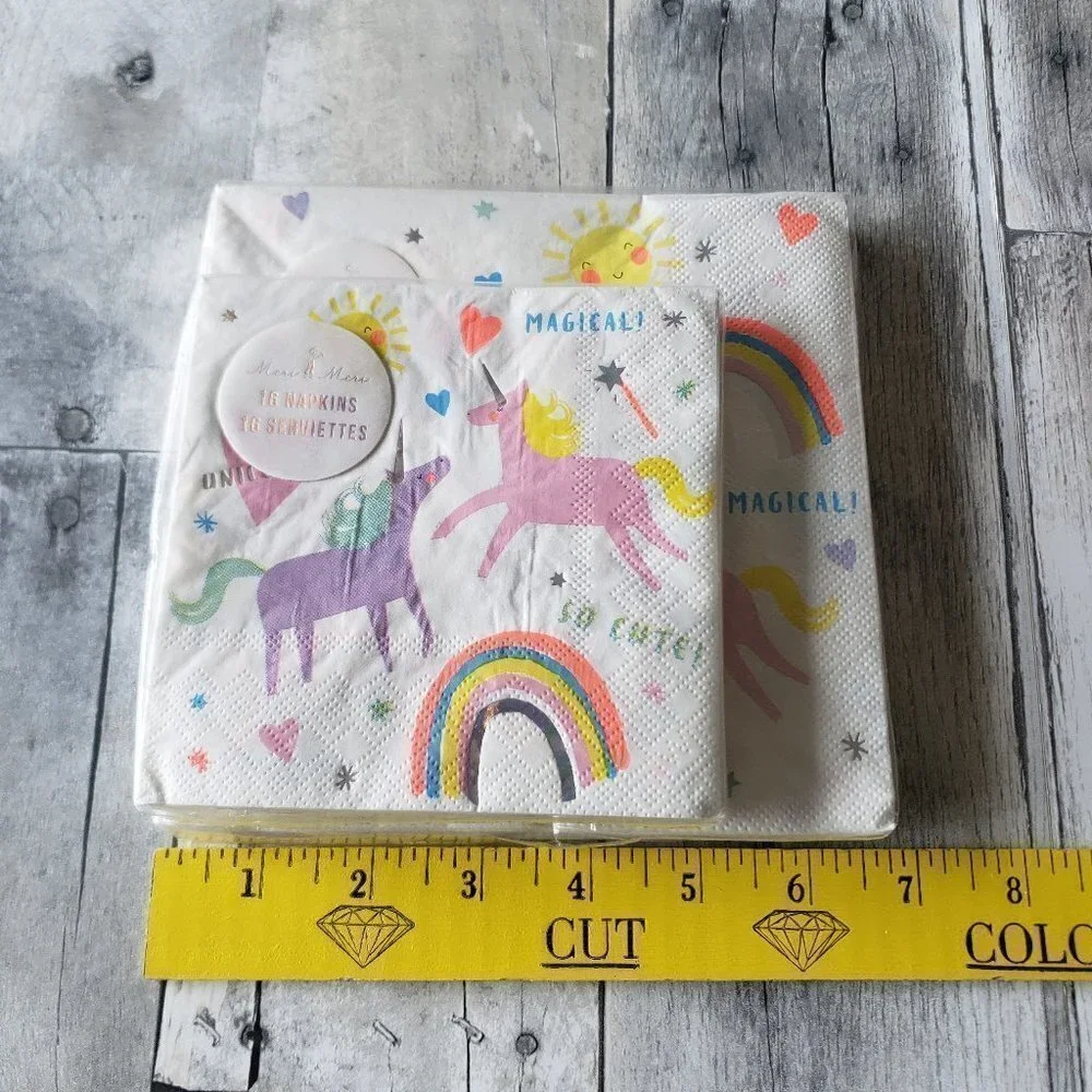 NWT - Meri Meri Unicorn Rainbow Paper Plates and Paper Napkins